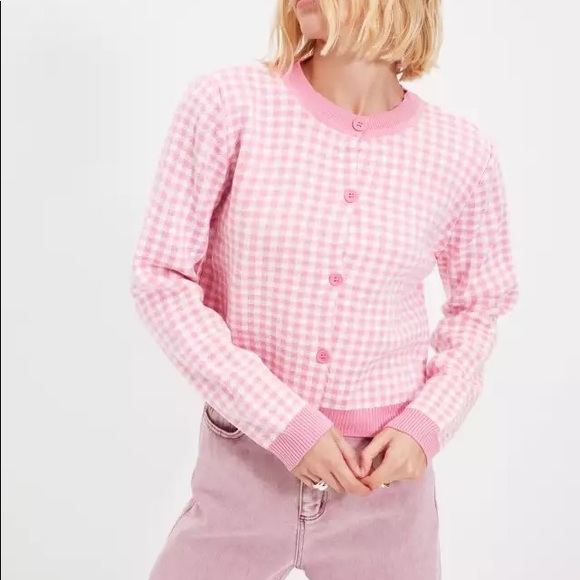 Pink Jacquard Knit Cardigan - Picture 3 of 4